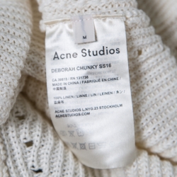 Pre Owned Acne Studios Cream Chunky Linen Knit Deborah V Neck Pullover M