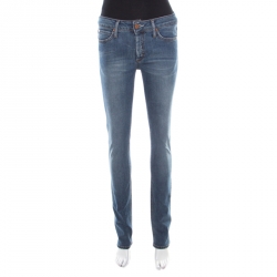 Pre Owned Acne Indigo Faded Effect Denim Stretch Slim Fit Jeans S