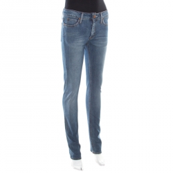 Pre Owned Acne Indigo Faded Effect Denim Stretch Slim Fit Jeans S