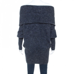 Pre Owned Acne Studios Grey Mohair Blend Folded Off Shoulder Sweater XS