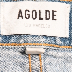 Agolde Blue Distressed Denim Cross-Cross Jeans S Waist 25"