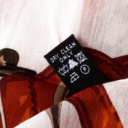 Aigner Multicolor Equestrian Print Cotton Silk Fringed Edge Scarf
