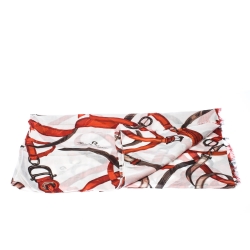Aigner Multicolor Equestrian Print Cotton Silk Fringed Edge Scarf