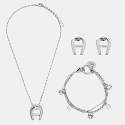 Aigner Silver Tone Crystal Set of 3