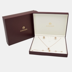 Aigner Crystal Gold Tone Necklace Set