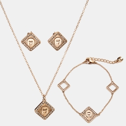 Aigner Crystal Gold Tone Necklace Set