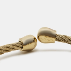 Pre Owned Aigner Double A Logo Crystal Gold Tone Steel Bracelet