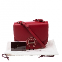 Aigner Red Leather Mini Pina Crossbody Bag