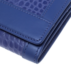 Pre Owned Aigner Purple Croc Embossed Continental Wallet