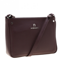 Aigner Maroon Leather Ava Crossbody Bag