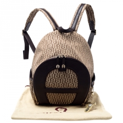 Aigner Beige/Brown Signature Canvas and Leather Icon Backpack