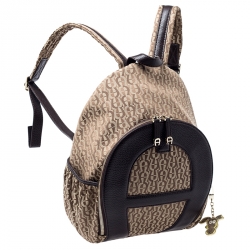 Aigner Beige/Brown Signature Canvas and Leather Icon Backpack
