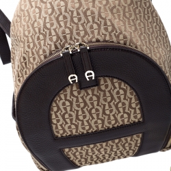 Aigner Beige/Brown Signature Canvas and Leather Icon Backpack