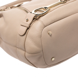 Pre Owned Aigner Beige Leather Front Zipped Satchel