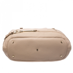 Pre Owned Aigner Beige Leather Front Zipped Satchel