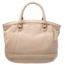 Pre Owned Aigner Beige Leather Front Zipped Satchel