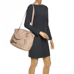 Pre Owned Aigner Beige Leather Front Zipped Satchel