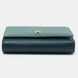 Pre Owned Aigner Two Tone Green Grained Leather Trifold Wallet