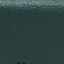Pre Owned Aigner Two Tone Green Grained Leather Trifold Wallet