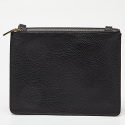 Pre Owned Aigner Black Leather Flap Crossbody Bag