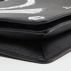 Pre Owned Aigner Black Leather Flap Crossbody Bag