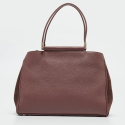 Pre Owned Aigner Old Rose/Brown Leather and Suede Top Handle Bag