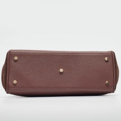 Pre Owned Aigner Old Rose/Brown Leather and Suede Top Handle Bag