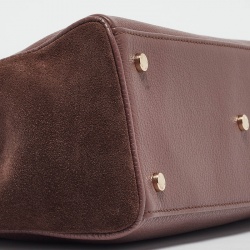 Pre Owned Aigner Old Rose/Brown Leather and Suede Top Handle Bag