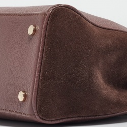 Pre Owned Aigner Old Rose/Brown Leather and Suede Top Handle Bag