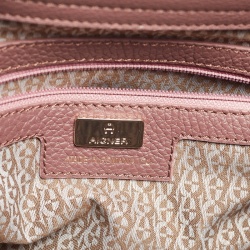 Pre Owned Aigner Old Rose/Brown Leather and Suede Top Handle Bag