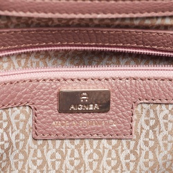 Pre Owned Aigner Old Rose/Brown Leather and Suede Top Handle Bag