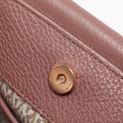 Pre Owned Aigner Old Rose/Brown Leather and Suede Top Handle Bag