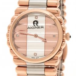 Pre Owned Aigner Rose Gold Tone Stainless Steel Grassano A109200 Women's Wristwatch 30 mm