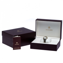 Pre Owned Aigner Mother of Pearl Two-Tone Stainless Steel Vicenza A111212 Women's Wristwatch 30 mm