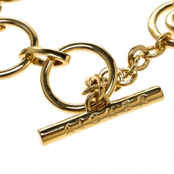 Pre Owned Aigner Crystal Studded Gold Tone Toggle Bracelet