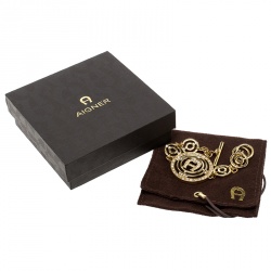 Pre Owned Aigner Crystal Studded Gold Tone Toggle Bracelet