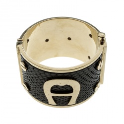 Pre Owned سوار إيغنر جلد ميتاليك ذهبي اللون عريض 18 سم