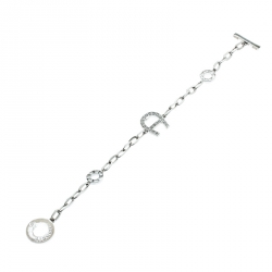 Aigner Silver Tone Station Link Chain Toggle Bracelet 
