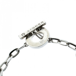 Aigner Silver Tone Station Link Chain Toggle Bracelet 