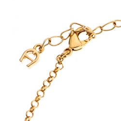 Pre Owned Aigner Faux Pearl Gold Tone Dome Earrings & Chain Necklace Set