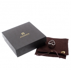 مملوكة مسبقًا Aigner Silver Tone Horse Engraved Ring Size 54