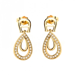 Aigner Crystal Studded Gold Tone Drop Earrings