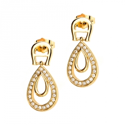 Aigner Crystal Studded Gold Tone Drop Earrings