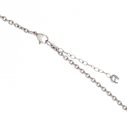 Pre Owned Aigner Crystal Studded Logo Rhodium Plated Necklace