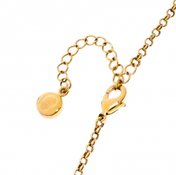 Pre Owned Aigner Faux Pearl Crystal Textured Gold Tone Pendant Necklace