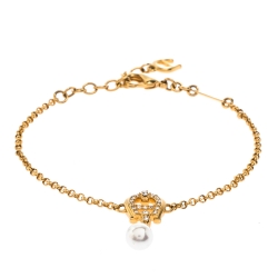 Pre Owned سوار إيغنر كريستال لؤلؤ صناعي ذهبي اللون