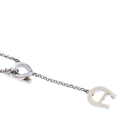 Pre Owned Aigner Crystal Heart Silver Tone Earrings & Necklace Set