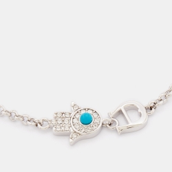 Pre Owned Aigner Silver Tone Lucky Charm Chain Bracelet