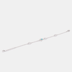 Pre Owned Aigner Silver Tone Lucky Charm Chain Bracelet