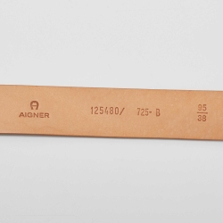 Pre Owned Aigner Beige Leather Logo Buckle Belt 95CM